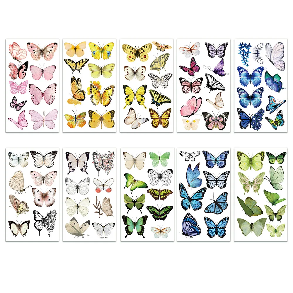 10 шт. наклейки-бабочки для татуировок