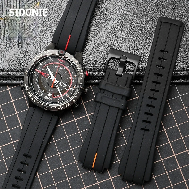 Silicone Rubber Watchband for Timex  Tide  Watch Strap T2N720 T2N721 TW2T76300 Series Men Waterproof Band Convex Interface 16mm