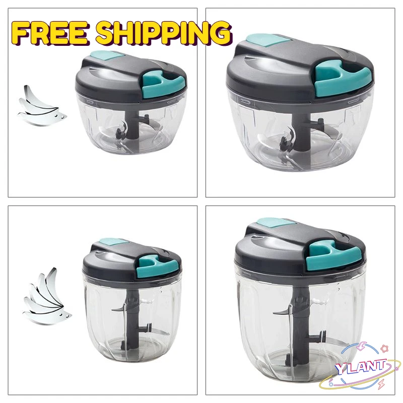

YLANT Mini Manual Vegetable Chopper 3 Blades/5 Blades Hand Mixer for Meat Onion Salad Ginger Fruit Garlic Chopping Lightweight