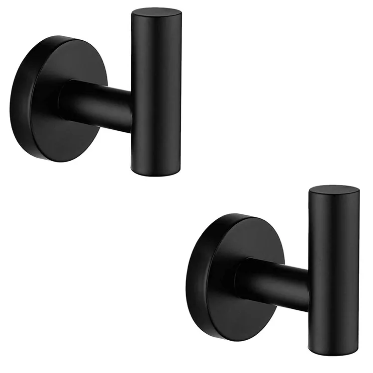 

Towel Hook Matte Black 304 Stainless Steel Bathroom Wardrobe Sponge Bathrobe Wall-mounted Round