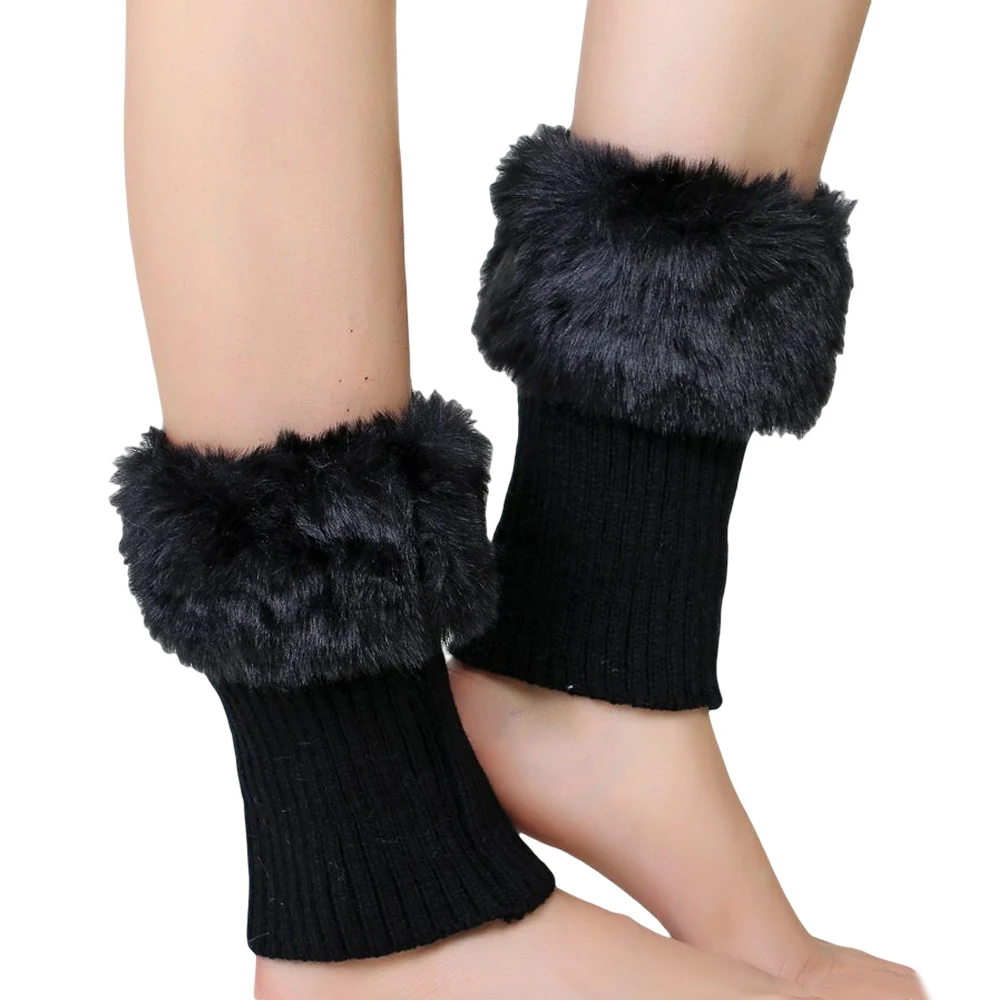 

Juniors Short Knitting Leg Warmers Winter Warm Soft Plush Opening Leg Warmers for Women and Girls Fashion