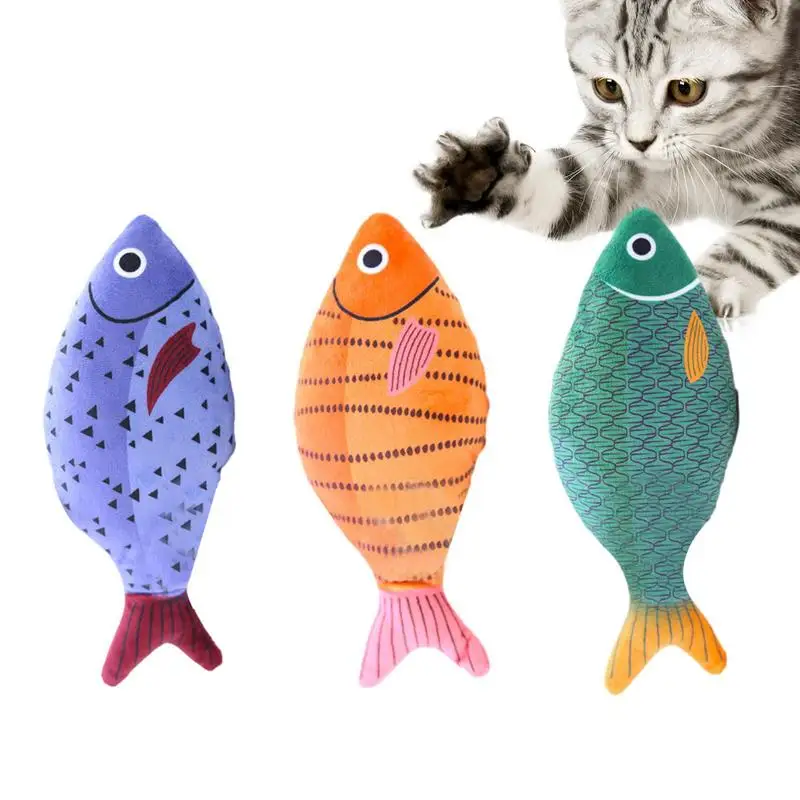 

Cute Cat Toys Fish Shape Interactive Plush Cat Toy Mini Teeth Grinding Catnip Toys Kitten Chewing Squeaky Toy Pets Accessories