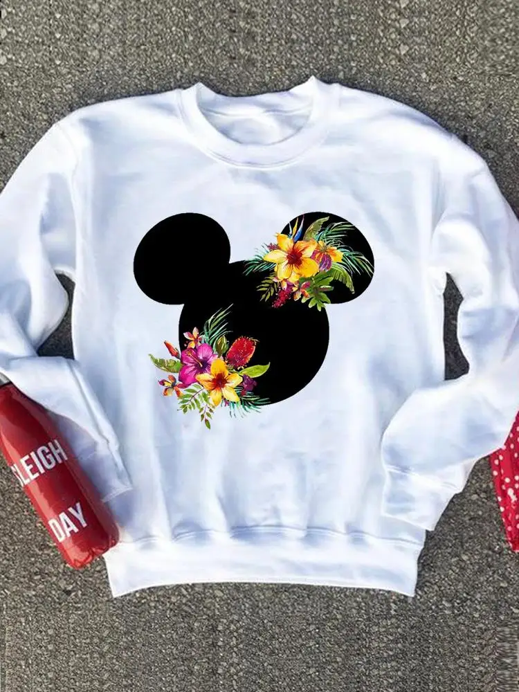 

Flower Watercolor Cute Clothes Pullovers Print Lady Fashion Clothing Ladies Female Women Mouse Ear Holiday Graphic Sweatshirts