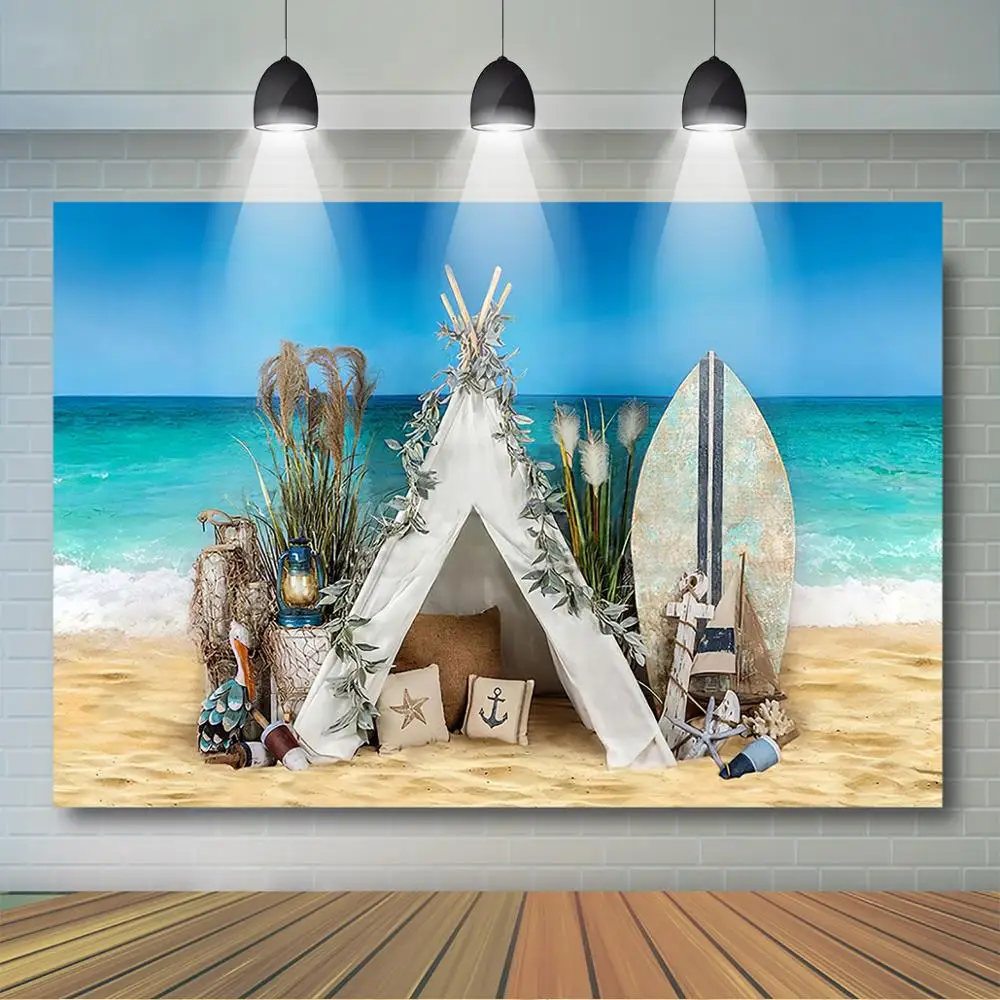 Mocsicka фон для фотосъемки с изображением пикника на песчаном пляже малышей детей