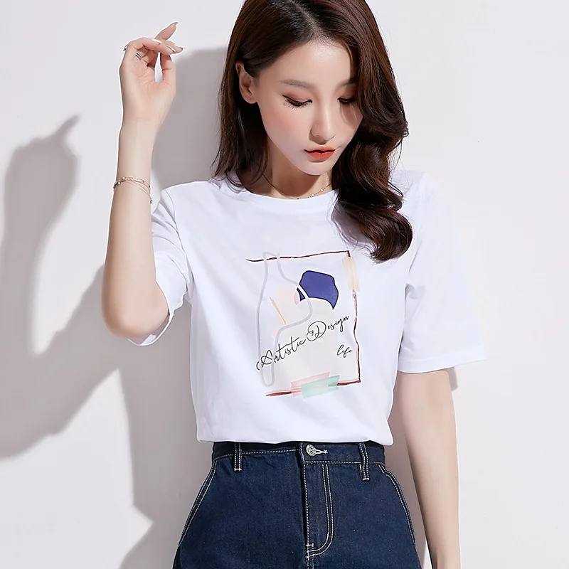 

2023 T Shirt Women Sexy Tumblr Fashion Graphic tee pink grey t shirt Casual tshirts Bae GRAY22