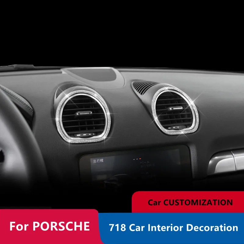 

Аксессуары Boxster для Porsche Cayman 718, декоративные кольца на руль, регулятор громкости, инкрустированный алмазами, компасы, крышка выпускного отверстия воздуха