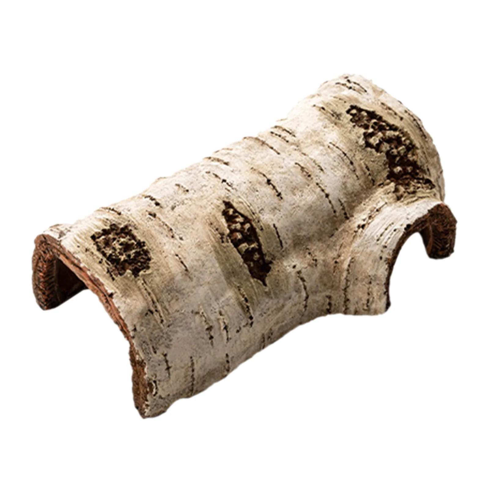 

Reptile Hideout Cave Resin Birch Log Bark Decor Terrarium Landscaping Ornament