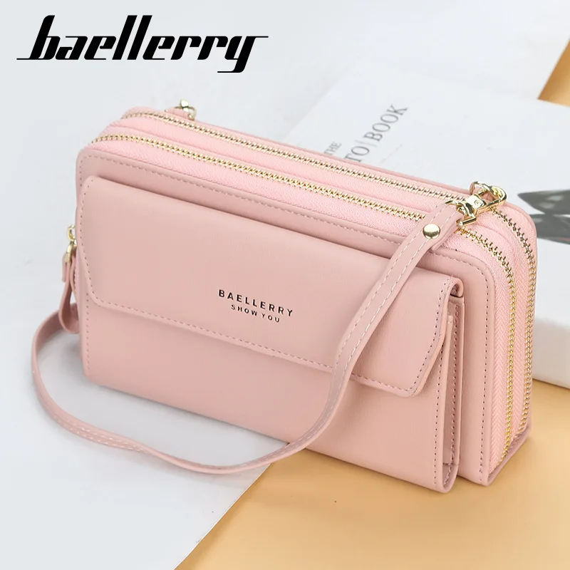 

Women's Long Wallet Baellerry Korean Version of Double Zipper Large Capacity Diagonal Bag Female Fashion Joker Mobile Phone Bag.