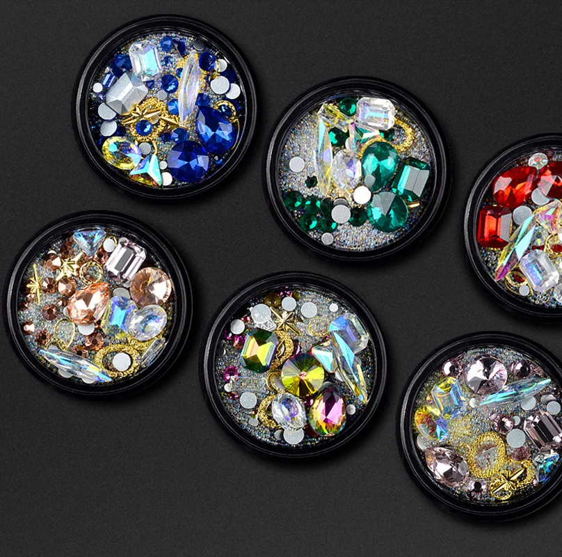 1 коробка смешанные Кристальные гвозди стразы микро-икра бусины дизайнерские