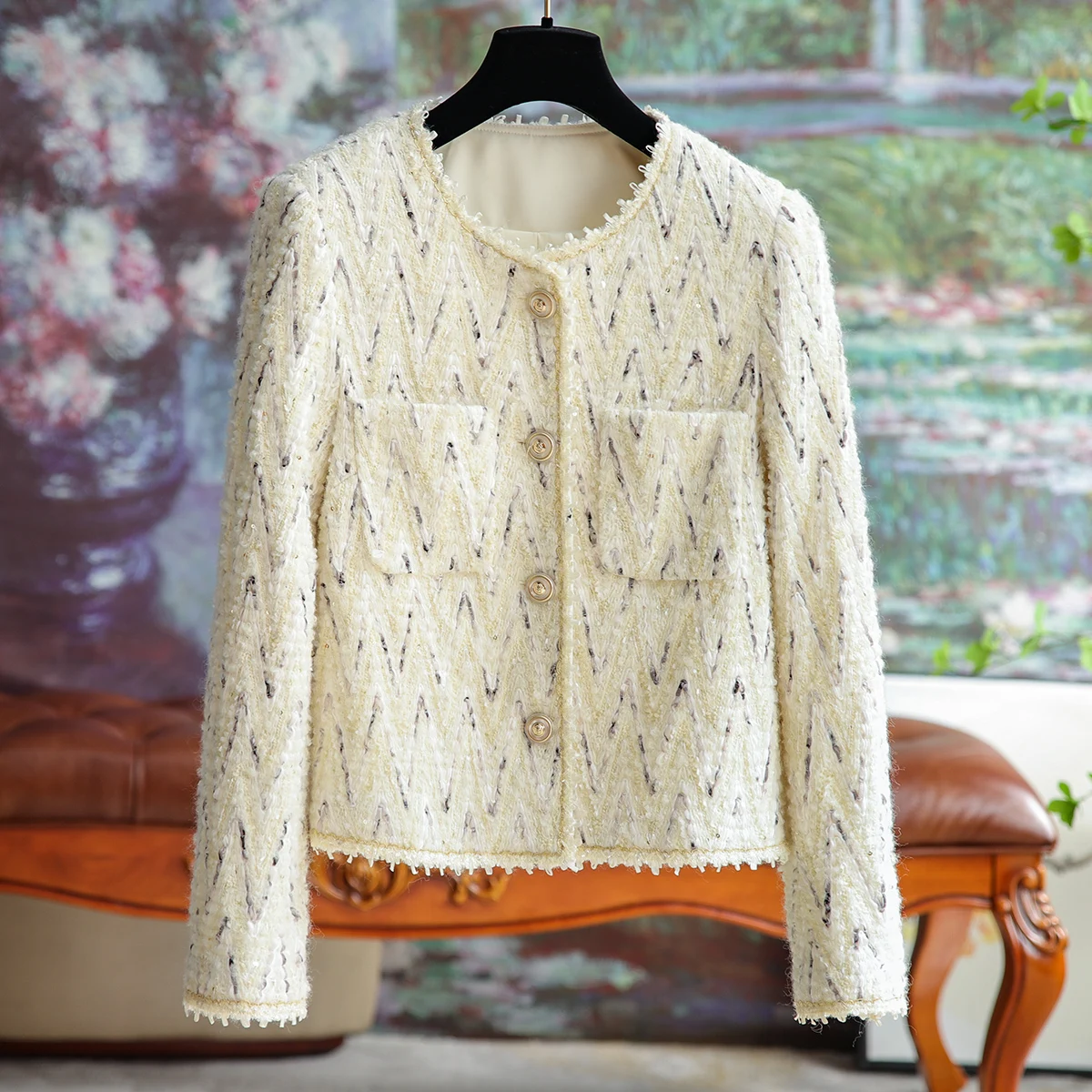 

Elegant Light Luxury Ladies Jacket French Celebrity Small Fragrant Wind Jacket Female 2023 Original Design Versatile Casual Tops