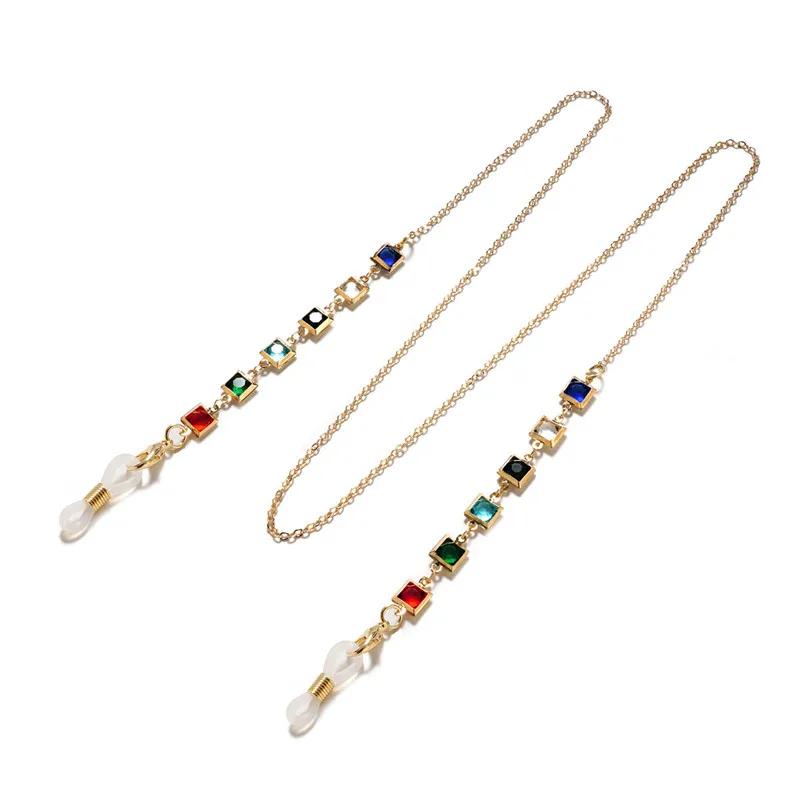 Позолоченная цепочка для очков с кристаллами и бусинами ожерелье-вешалка