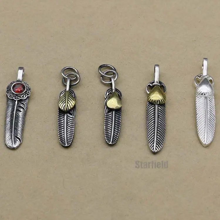

925 Sterling Silver Card National Thai Silver Feather DIY Necklace Accessorie Pendant