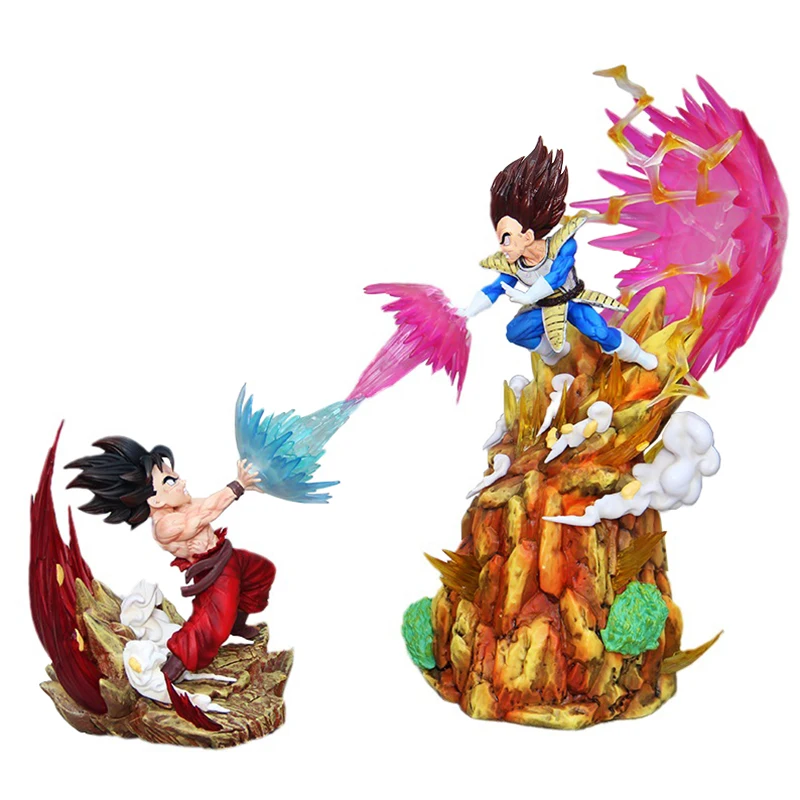 

27cm Anime Dragon Ball LG Vegeta VS Son Goku Action Figure Gk Kaiouken Heaven and Earth Wave Goku Statue PVC Luminous Model Toys