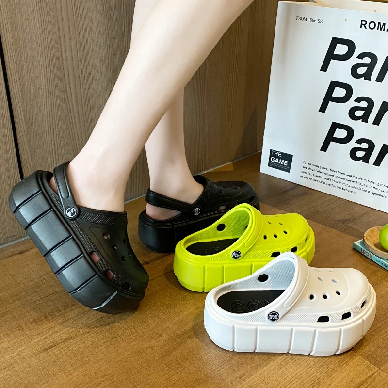 

Летние женские сабо, быстросохнущие садовые туфли на танкетке, пляжные шлепанцы с увеличенной толстой подошвой