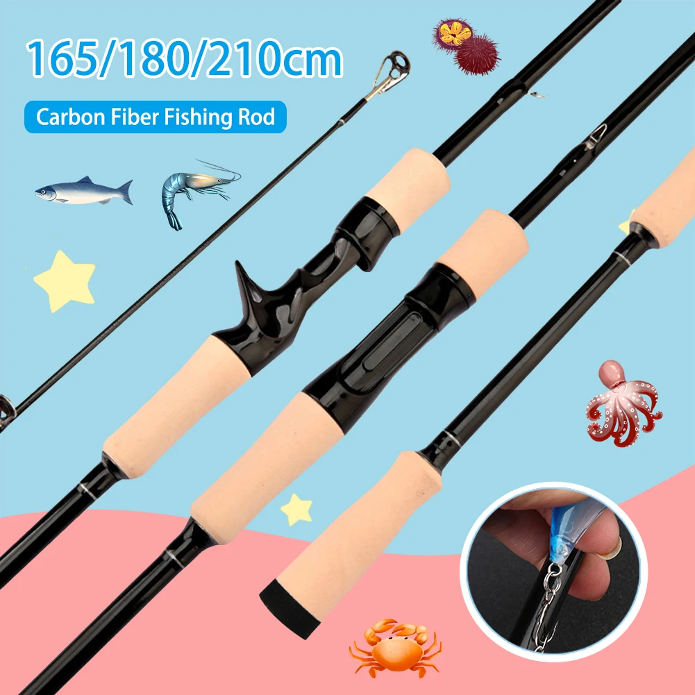 

1.65m/1.8m/2.1m Portable Fishing Rod Carbon Spinning Casting Rod Ceramic Guide 2 Piece Carp Fishing Freshwater Saltwater Tackle