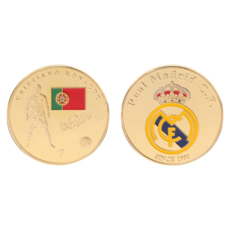 652F Remember Ronaldo Gold Commemorative Coin Football Challenge Coins Souvenir Gift