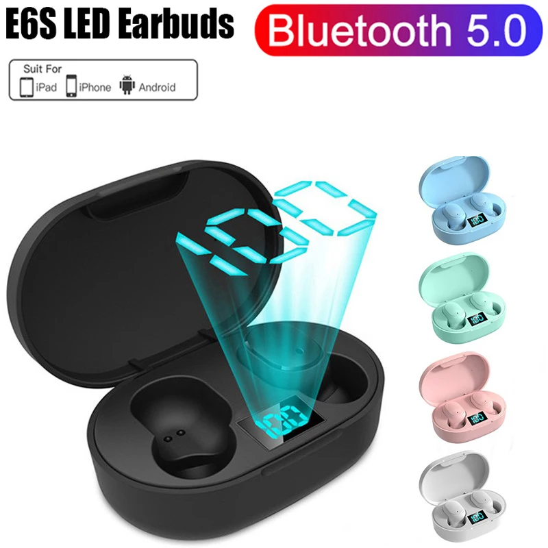 

New E6S TWS Wireless Bluetooth Headset Hearing aid LED display noise cancelling Wireless headset Sports headset with microphone