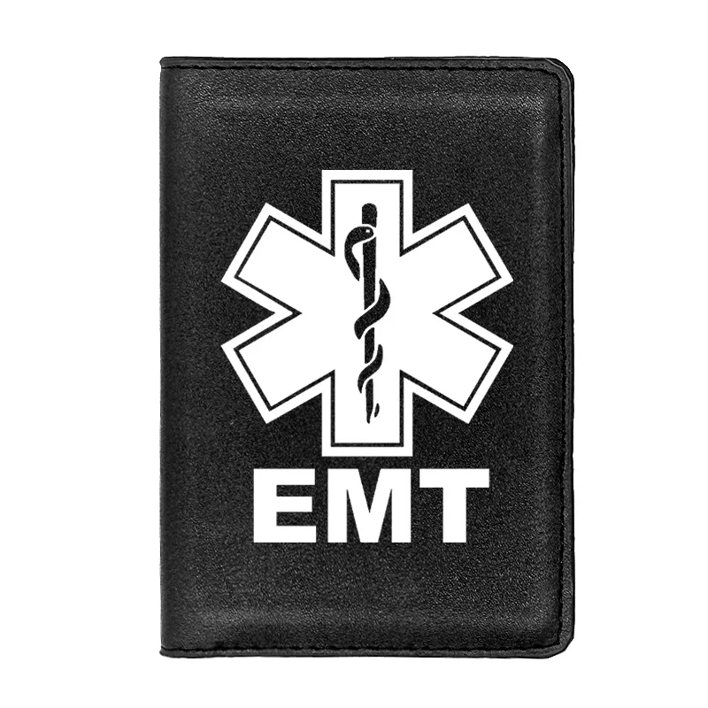 

Классическая Кожаная Обложка для паспорта EMT с экстренными медицинскими специалистами, мужская и женская Обложка для удостоверения личнос...