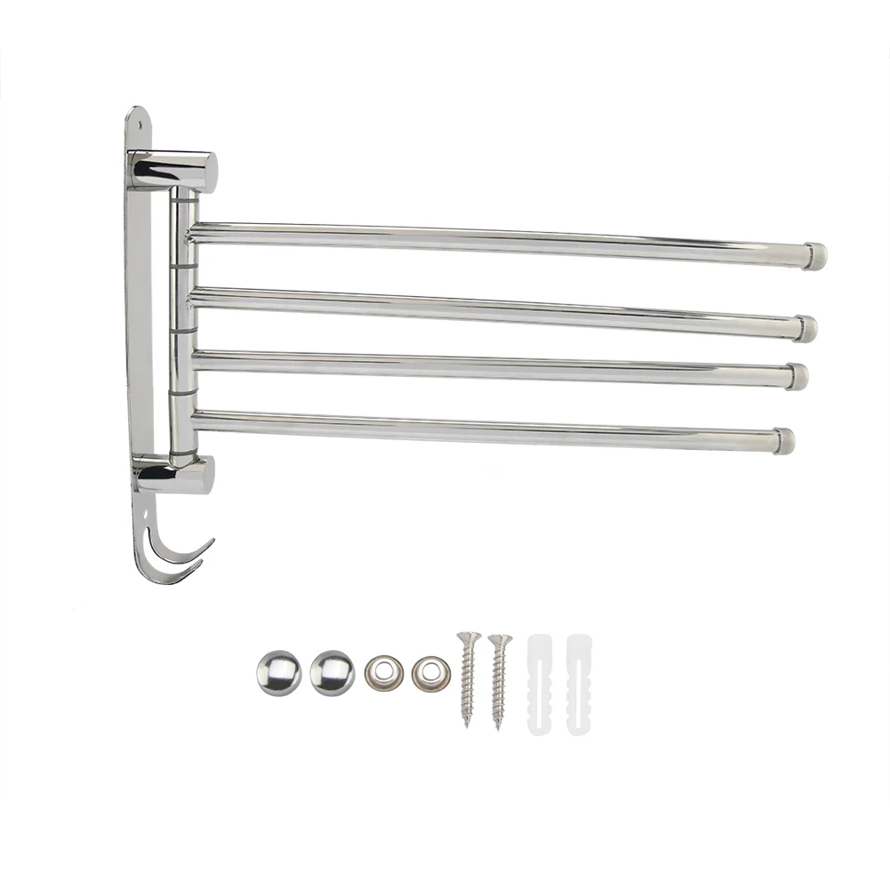 

4-swivel Towel Rack Bar Rod Rail Holder Bathroom Kitchen 304 Stainless Steel