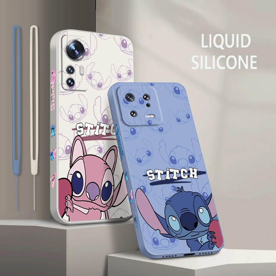 

Stitch Cute Anime For Xiaomi Mi 13 12 12T 11 11T 10 10T 9 9SE Lite Pro Ultra A3 Liquid Left Rope Soft Phone Case Coque Capa