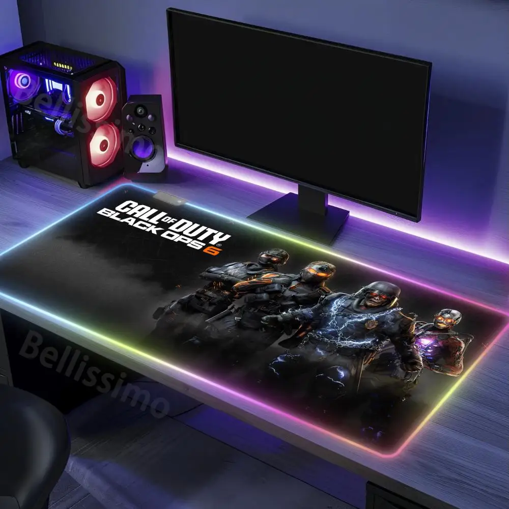 Mouse Pad New C-Call_of_Duty_Blacks_Ops_6 products Desk RGB Non-Slip Rubber Edge Gifts for girls Valorant locking Luminescence
