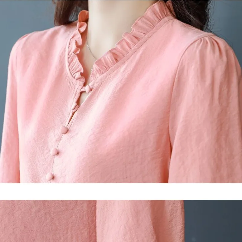 Женская одежда весенне-летний Однотонный пуловер шифоновая футболка с длинным