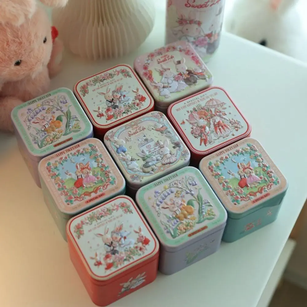 Жестяная коробка для конфет в пасхальном стиле портативная квадратная с