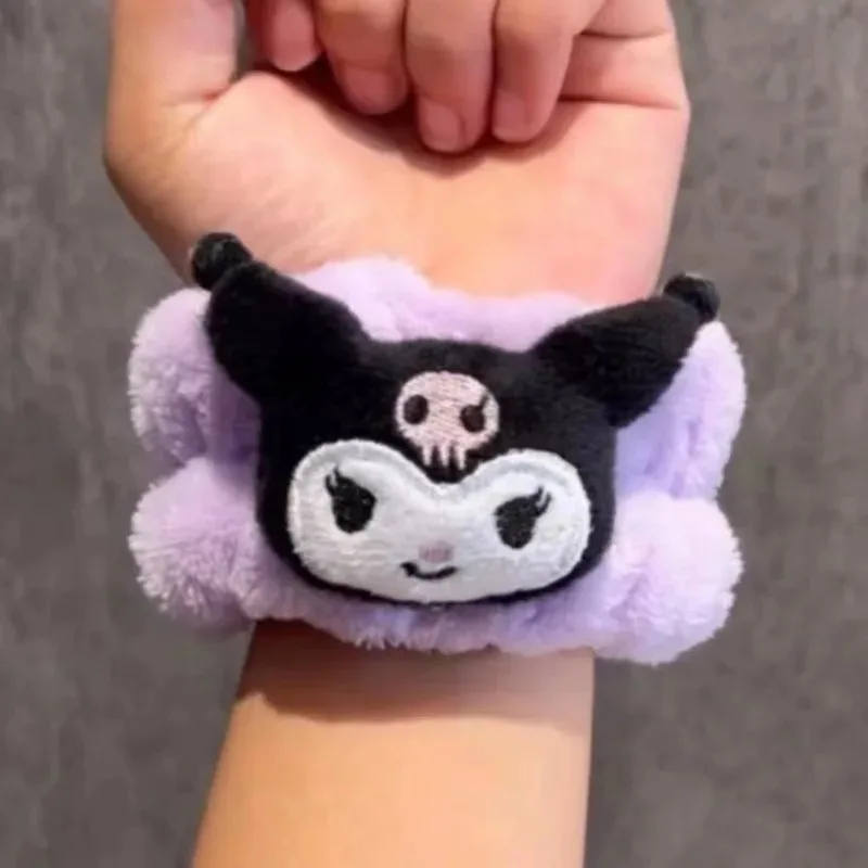 Sanrio Kawaii Cinnamoroll Kuromi Плюшевый Браслет Для Мытья Лица С Мокрым Рукавом Накидка Волос