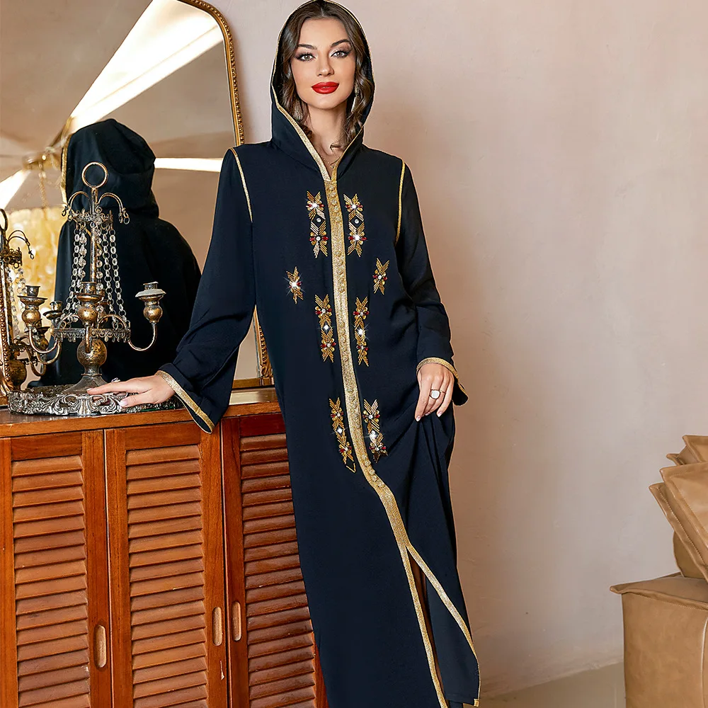 Djellaba Eid Muslim Abaya Caftan Handwork Diamonds Jalabiya Islam Moroccan Kaftan Arabian Dubai Party Evening Dresses for Women