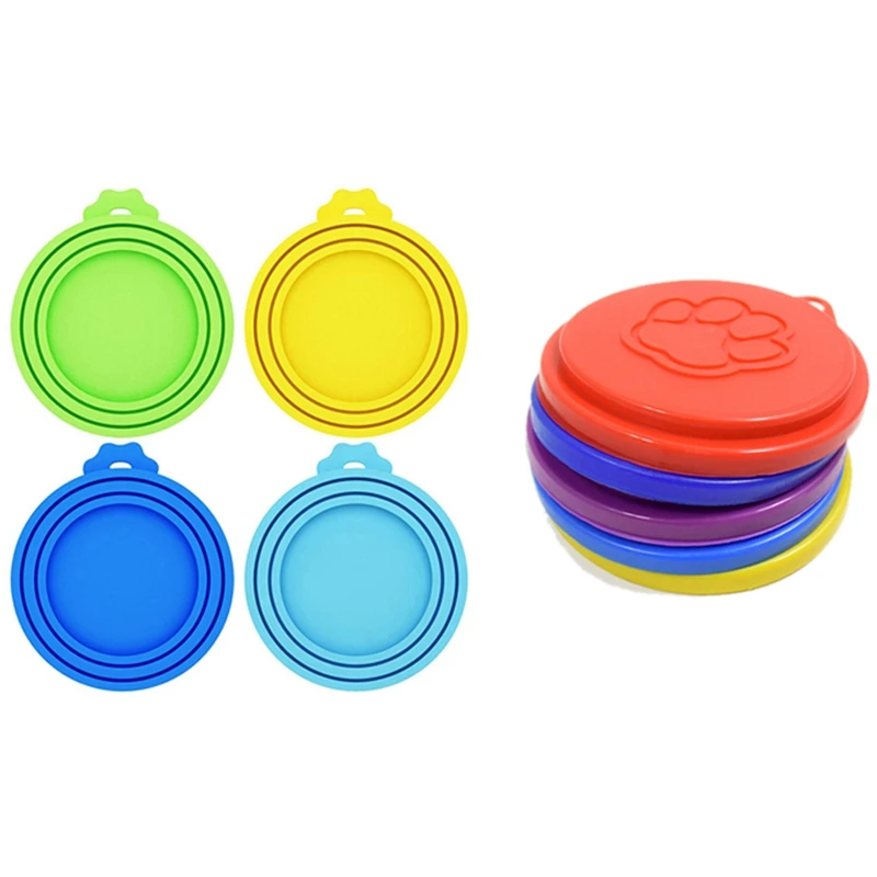 

2 Pcs Reusable Pet Dog Can Tin Food Covers Random Color & 4Pack Pet Food Can Covers 3 Standard Size Dog And Cat Can Tops