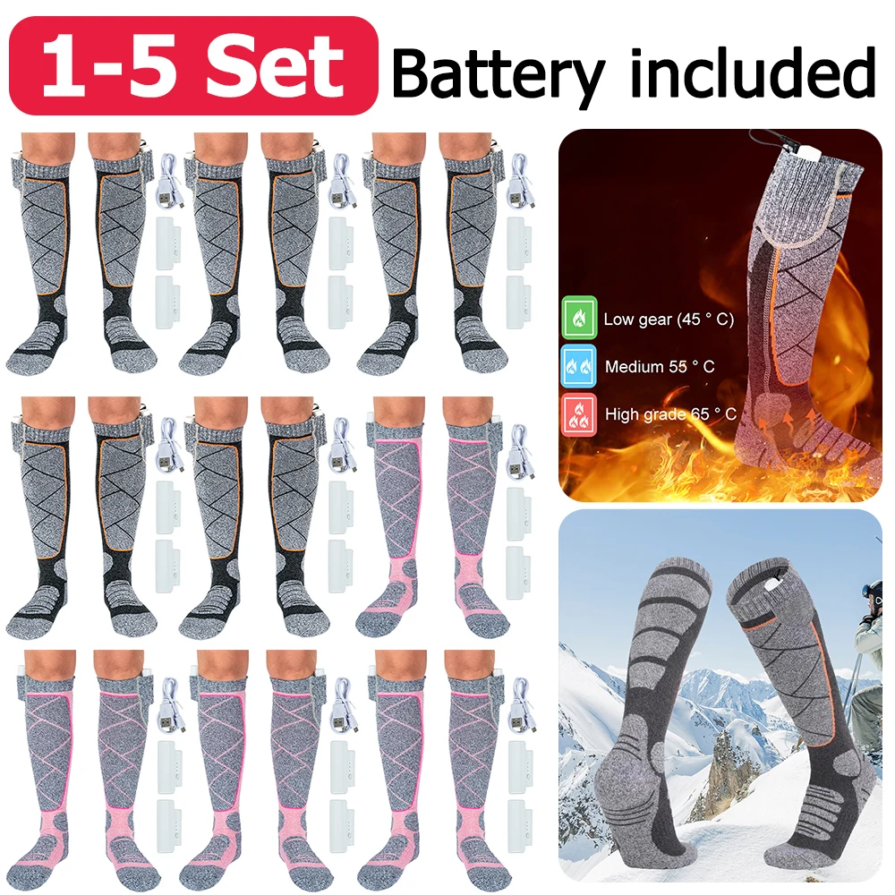 1-5 комплектов зимние теплые уличные носки термоноски 3 режима эластичные удобные