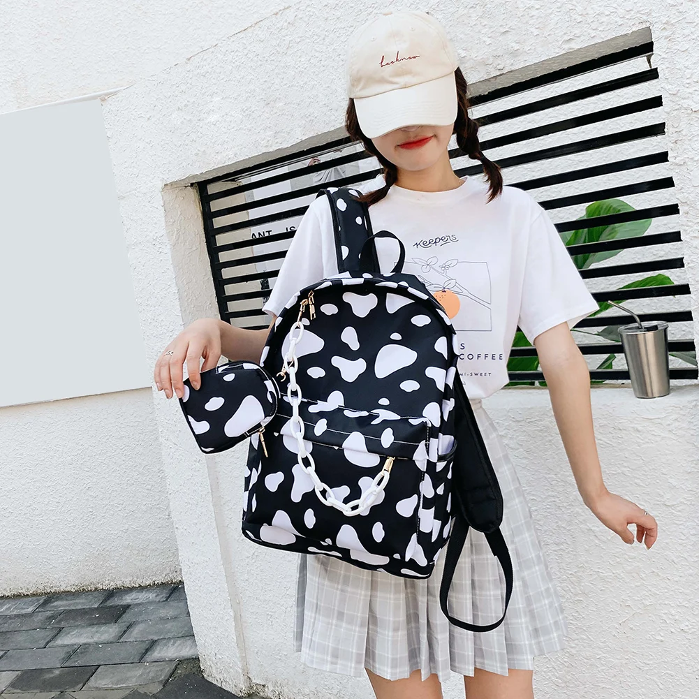 

Fashion Nylon Backpack Students Zipper Mochila School Bagpacks with Small Pouch Multi-functional Female Festival Gifts