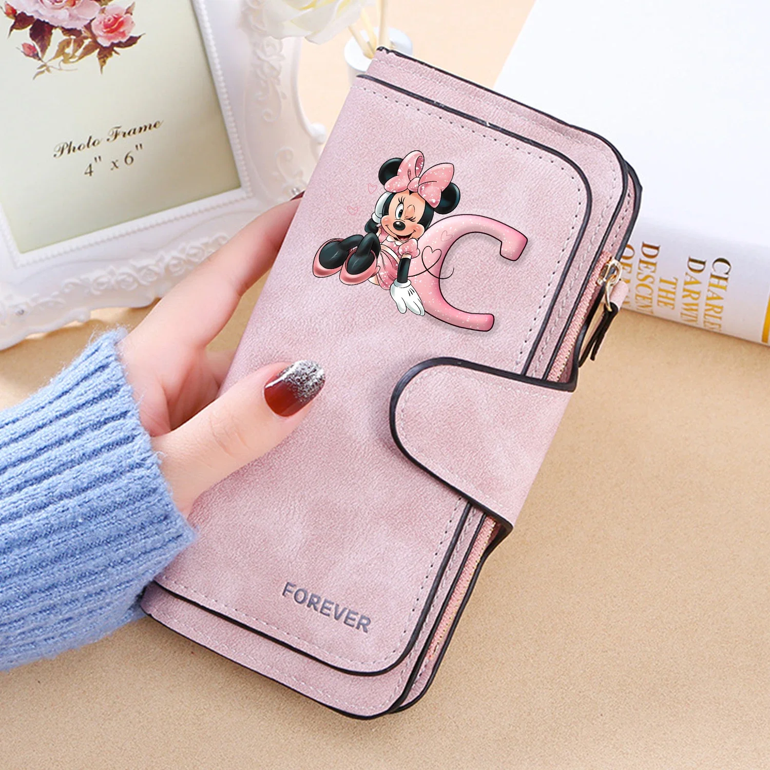 Женский кошелек Disney с Минни Маус кошельки буквами из мультфильма 26 новая розовая