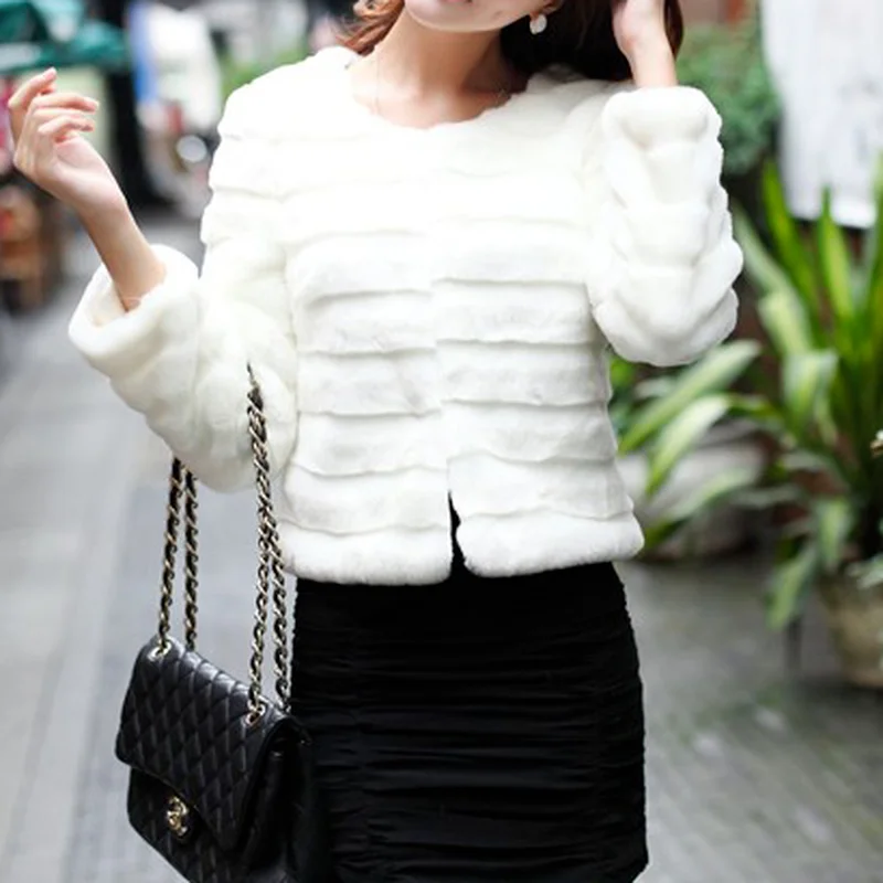 Autumn Fashion Women Faux Fur Jacket Elegant Faux Rabbit Fur Coats Korean Short Slim Outerwear Fur Gilet Fourrure Abrigo De Pelo