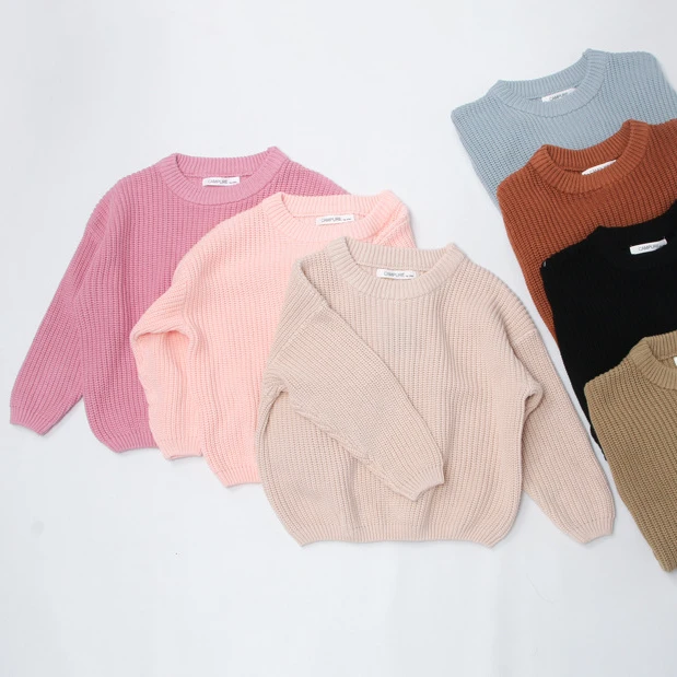 

2023 Children Multi-colored Sweaters Solid Long Sleeves Autumn Girls Boys Knitted Kids Pullover Soft Warm 1-7Y Toddler Clothes