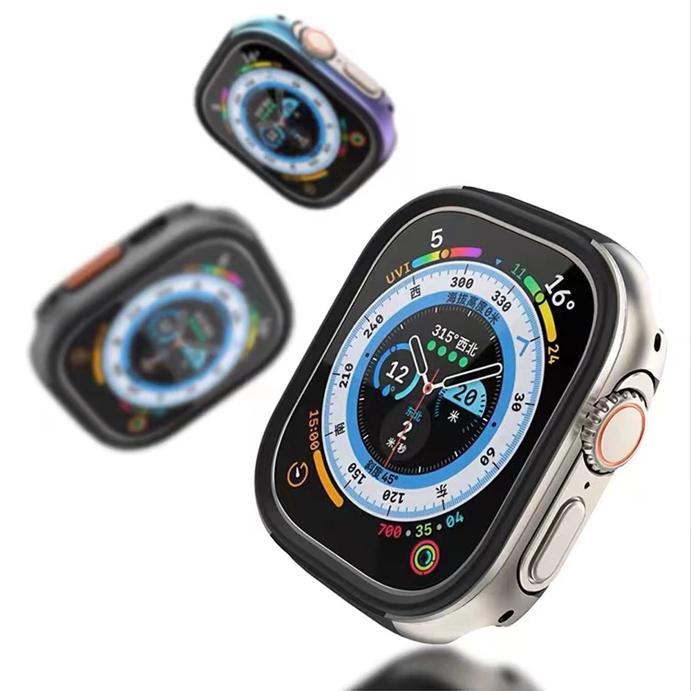 Luxury Alloy Protector Case For Apple Watch Ultra 49mm Protection Titanium Color Metal Cover For iWatch Series 49MM Accessories