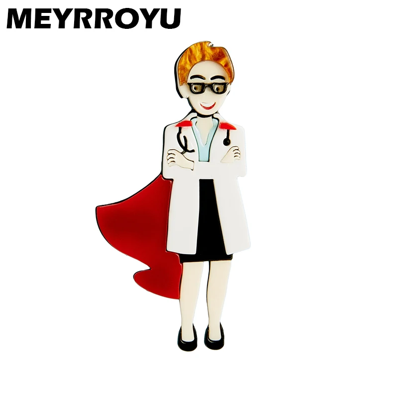 

MEYRROYU 2022 New Fashion Acrylic Doctor Pattern Brooch Female Exaggerated Cartoon Cute Badge Lapel Brooch Jewelry Gift