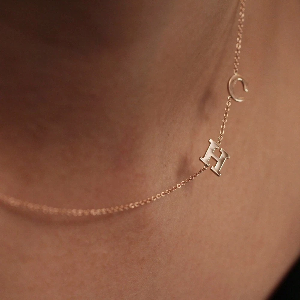 

Stainless Steel Silver Gold Letter Plain Pendant Choker Charm Initial A M Necklace 26 Letter Women Fine Jewelry Alphabet