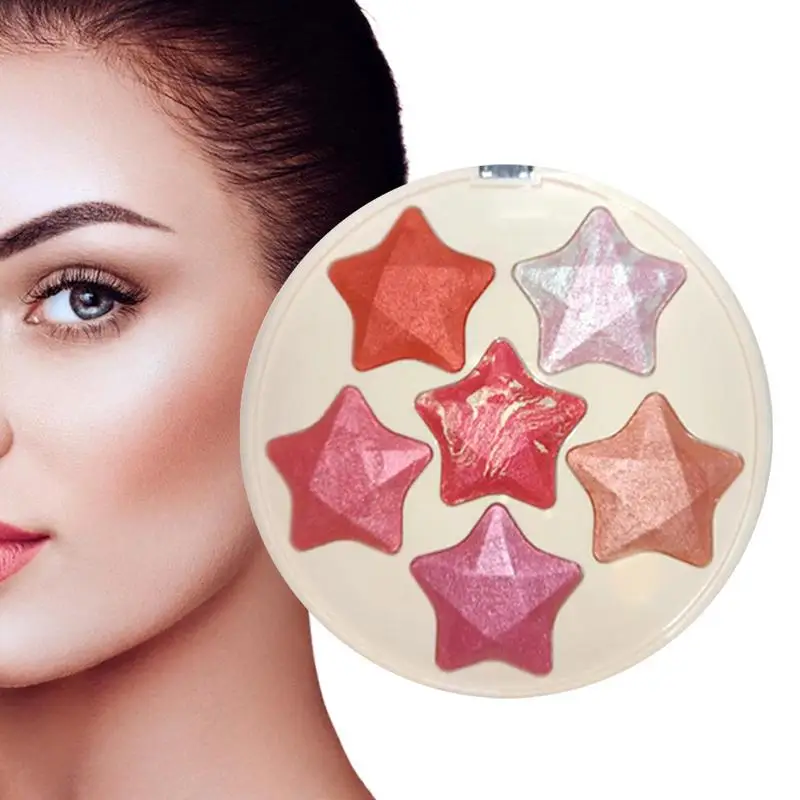 

Хайлайтер для макияжа Палитра с рушами 6 цветов, стойкая Палитра для осветления лица, набор для макияжа, Контурирование, хайлайтер, пудра для лица