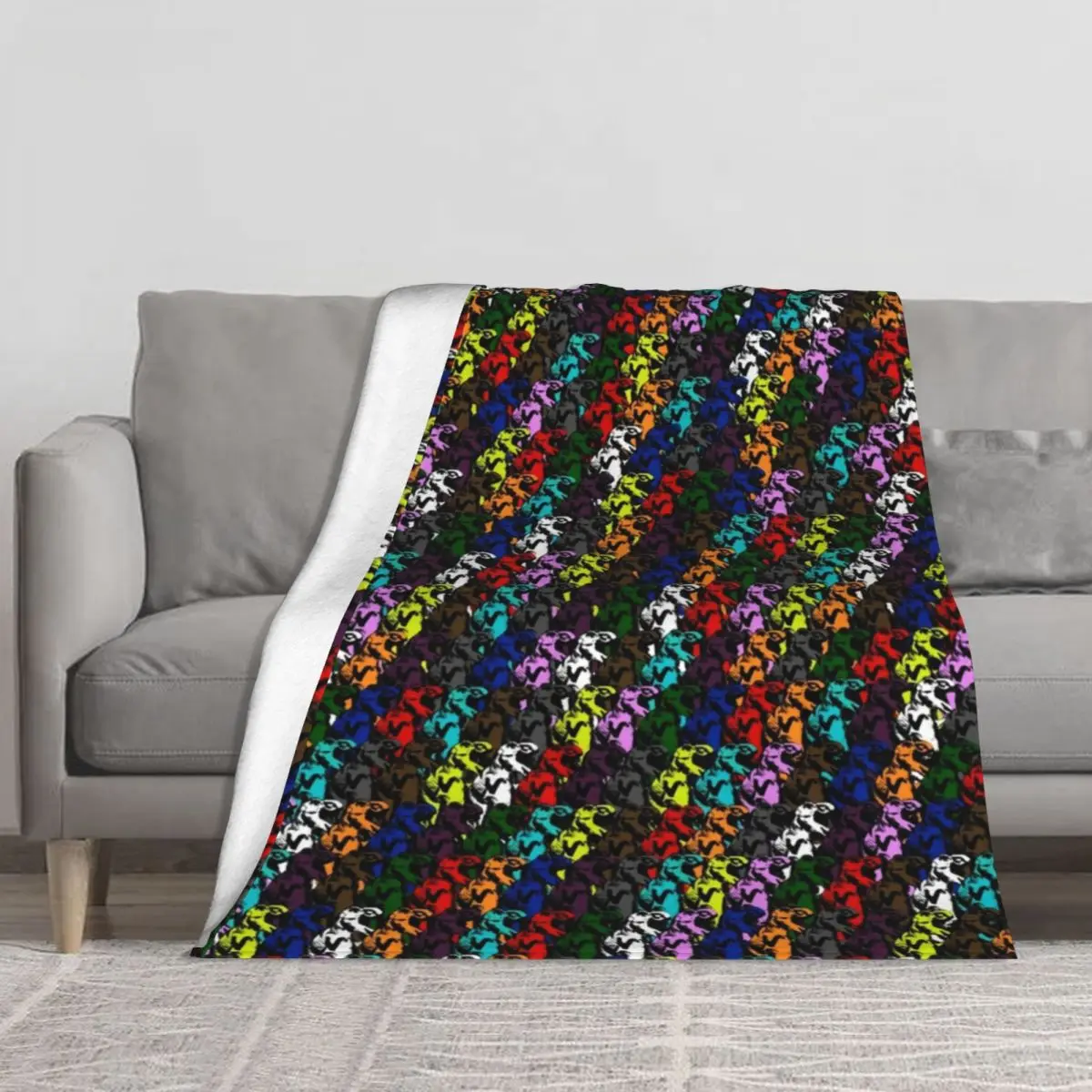 

Dinosaurs Rainbow Blanket Abstract Animal Print Comfy For Sleeping Throw Blanket On the Bed Bedroom Furry Blankets