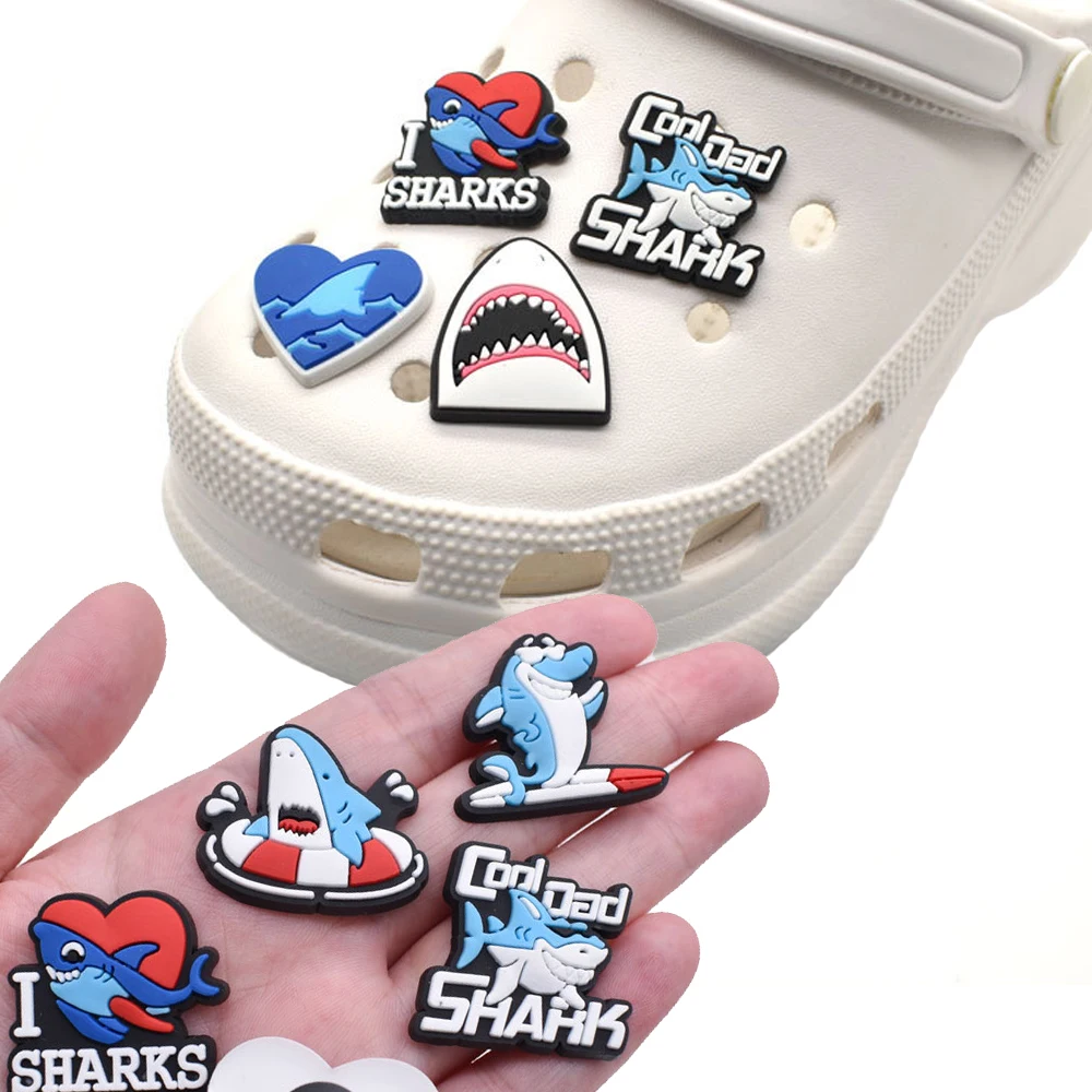 

Hot Sale 1pcs PVC Shark Accessories for Crocs Charms Men Badge Women Clogs Buckle Kids Pins Shoes Decoration Jeans X-mas Gift