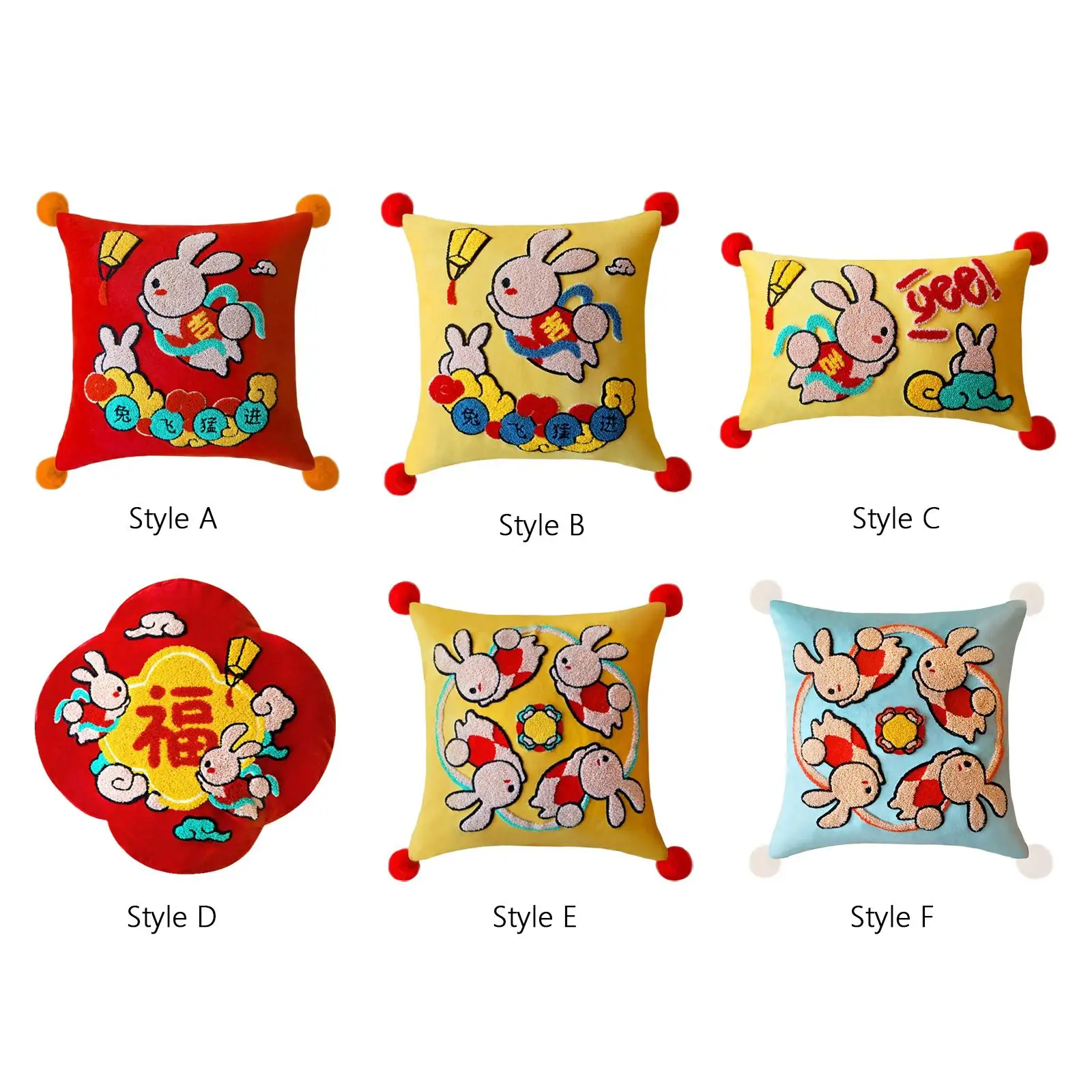 

Oriental Chinese Rabbit Pillow Case Decorative Pillow Cover Pillowcase