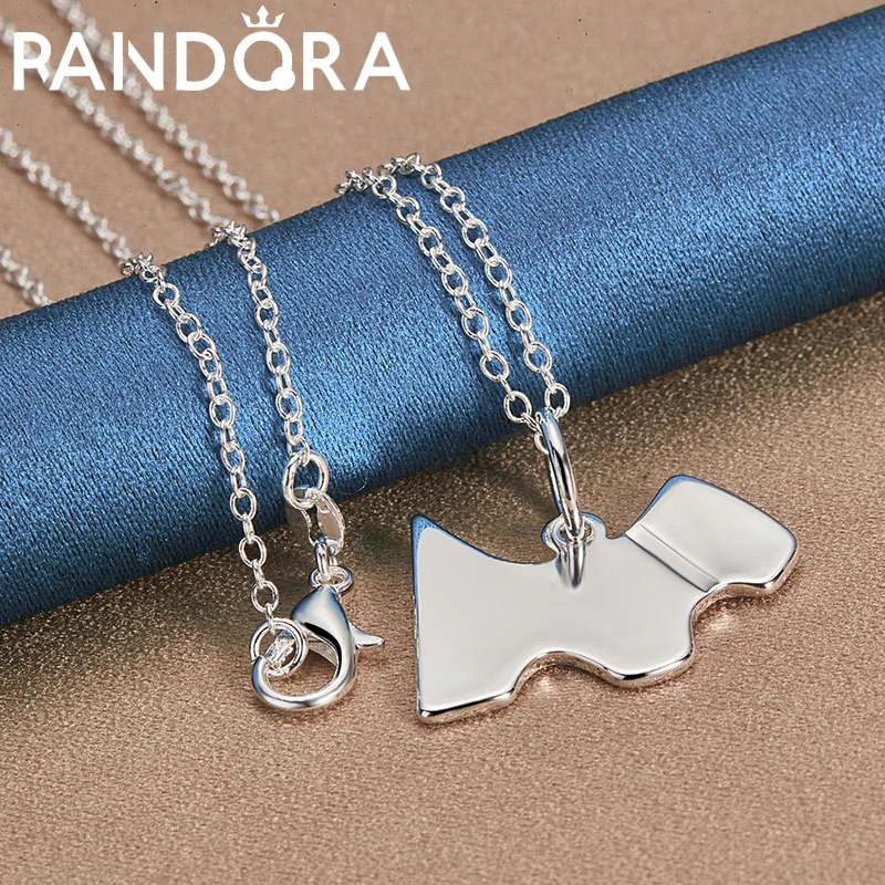 

RAIVDQRA 925 Sterling Silver 16-30 Inch Chain Necklace For Man Women Little Dog Pendant Neck Chain Leisure Fashion Jewelry Gift