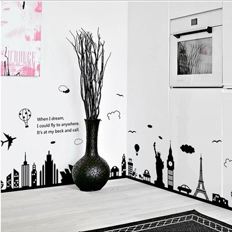 

Wall Decal for Living Room Background Greek City Architecture Eiffel Tower Sydney Fashion DIY Wallpaper
