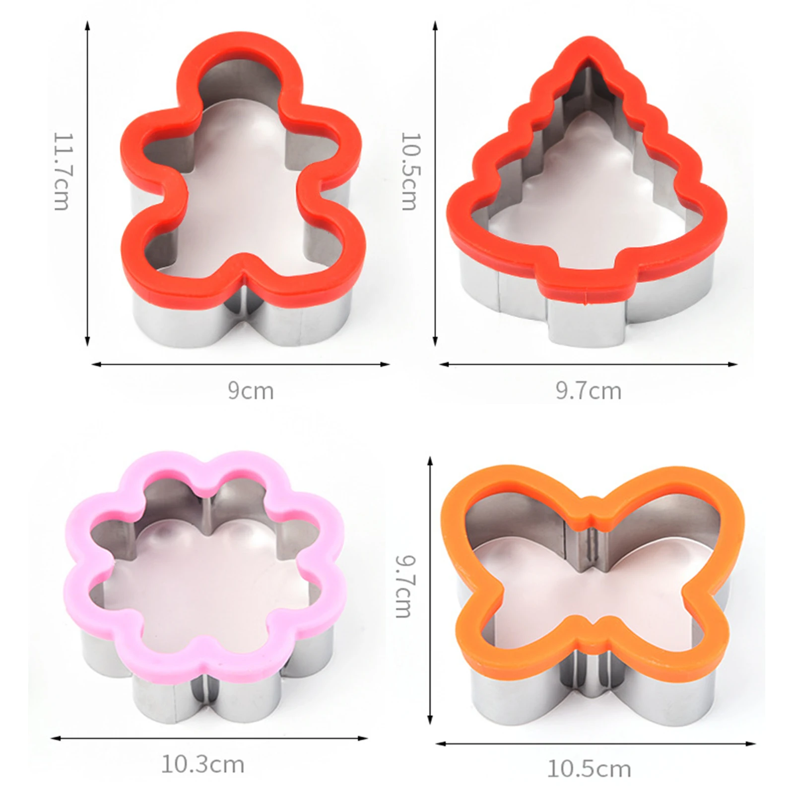 

2pcs Kitchen Cake Bread Sandwich Cutter Set For Kids Dinosaur Star Heart Shape Reusable Stainless Steel Mould DIY Baking Tools