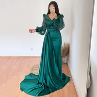 mermaid sexy prom evening dresses puff sleeve glitter party dress floor length mermaid cocktail gowns saudi arabia plus size
