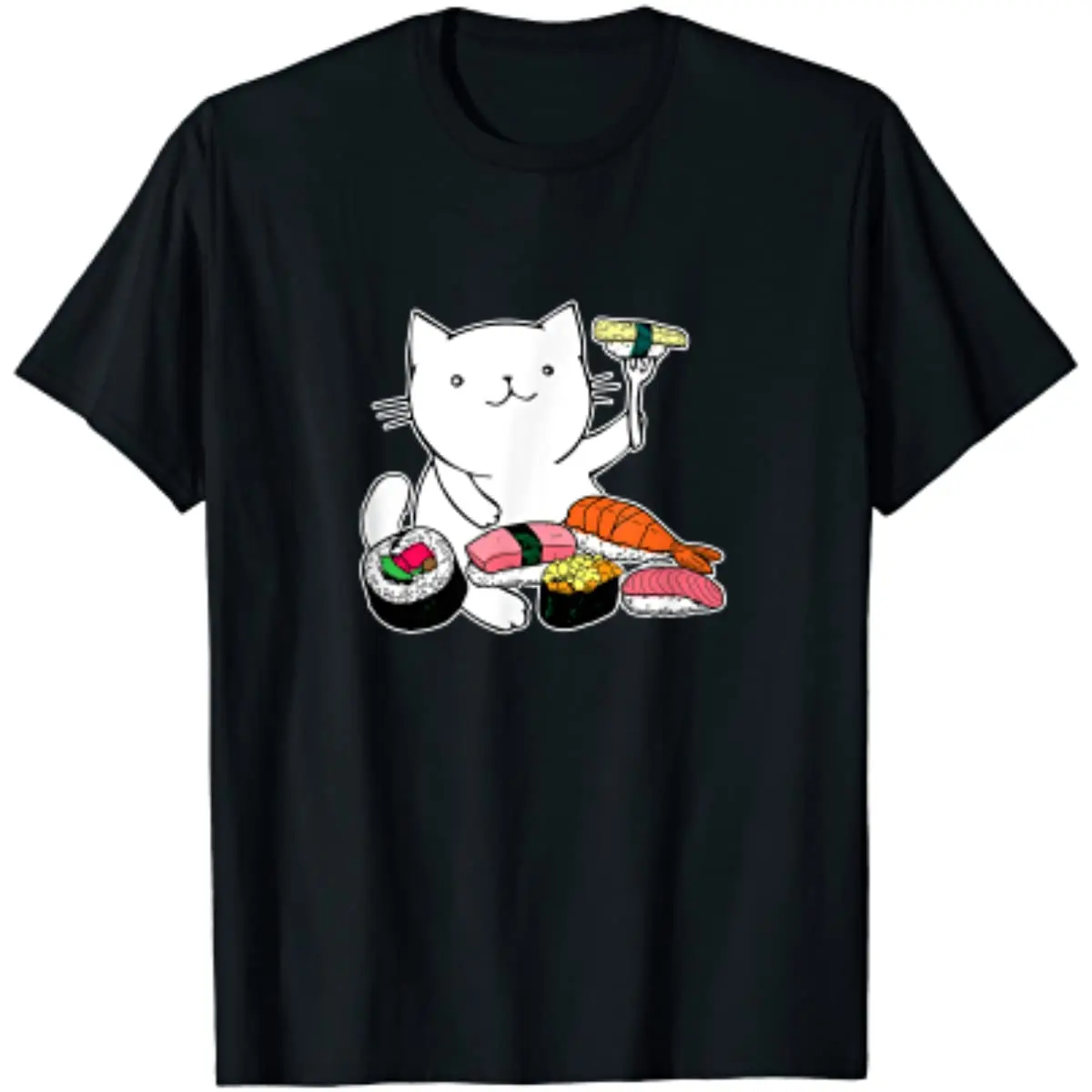 

Футболка Японская с изображением милого суши едящего кота