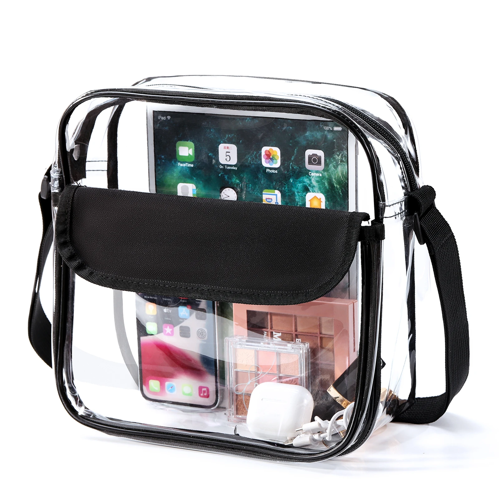 Clear Crossbody Bag Thickened PVC Stadium Approved Purse Bag for Concerts Sports Events Transparent Unisex Shoulder Messenger