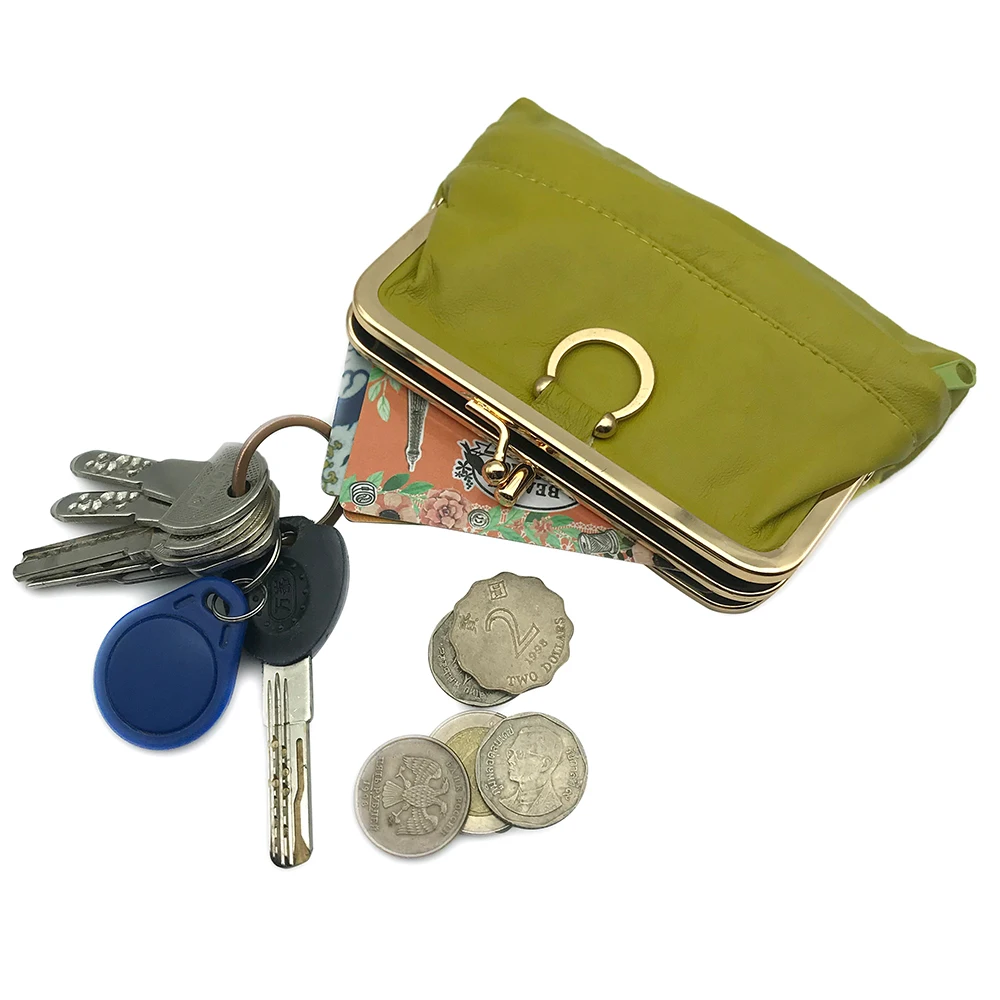 NICOLE & CO Women Genuine Leather Key Wallet Original New Mini Coin Purse Men Metal Hasp Sheepskin Card&ID Holder Bag Money Clip