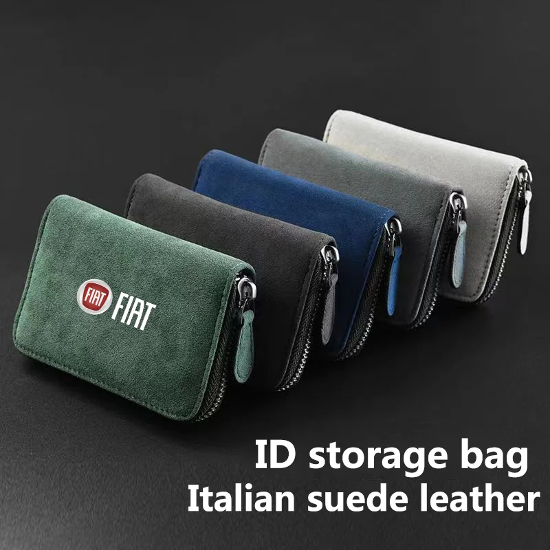 

Car Suede Leather Portable storage box driver's license ID d storage bag For Fiat Punto 500 Panda Abarth Tipo bon Fiber